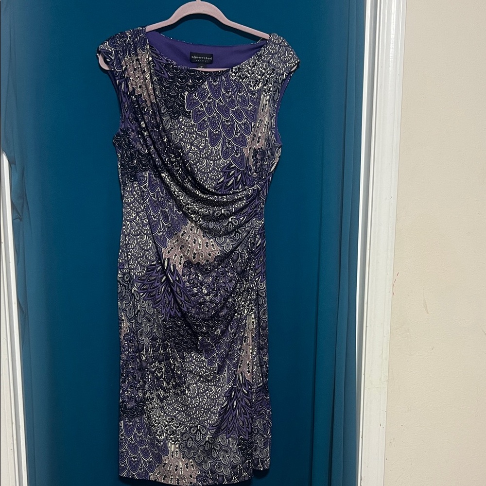 Connected Apparel Women's Purple and Black Midi Dress